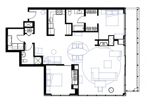 Floor plan for 2 beds, 2 baths, 1456 sqft